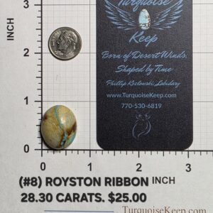 Royston Ribbon turquoise cabochon Stone #8, stabilized